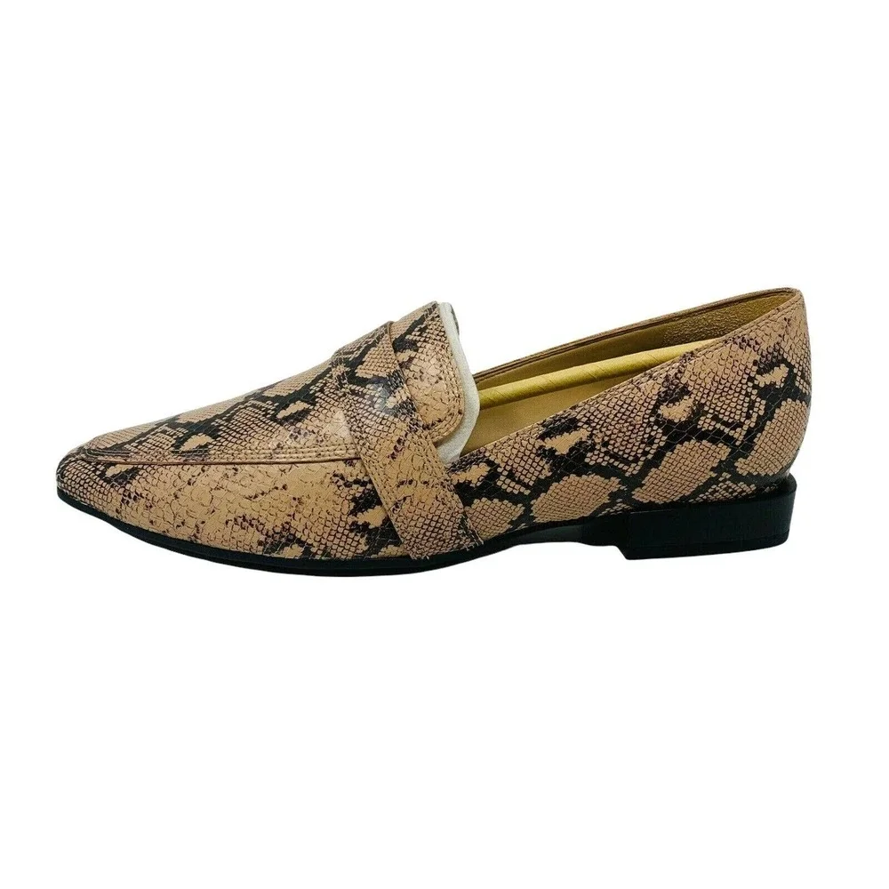New Naturalizer Womans Sz 6.5M Shoes Cicero Nude Snake Leather Block Heel‎ NWT